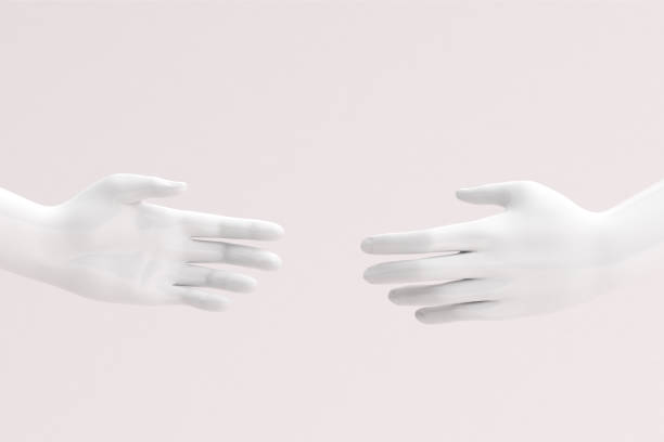 istock Hand gestures, shake hand on white background, Minimal concept, 3d rendering. 1299925450