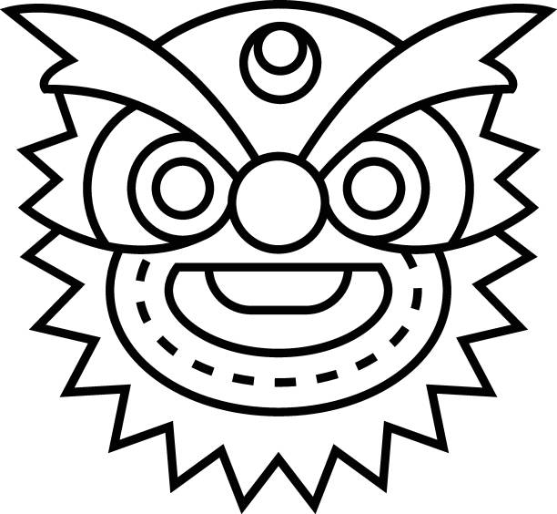 peking opera mask concept vector icon design, tradycyjny symbol kultury chińskiej na białym tle, księżycowy nowy rok znaku ox 2021, chiny travel guide stock - beijing opera mask china stock illustrations