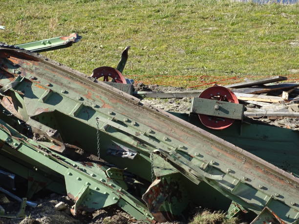 istock Scrap old iron mined cable car lift system masts supports rollers deflection rollers in Tyrol Austria near Innsbruck below the Patscherkofel opposite the Seegrube and Hafelekar and the Karwendel Mountains 1299929601