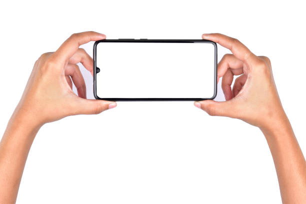 istock women hand holding empty screen smartphone isolated on white background with clipping path, taking photos from smartphone gesture 1299930480