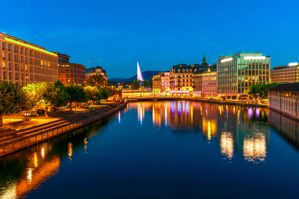 istock Geneva skyline Switzerland night 1299934949