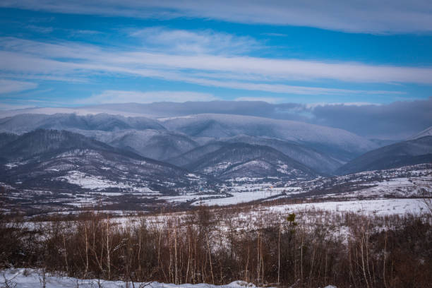 istock Landscape of winter Carpathians at sunset 1299935024