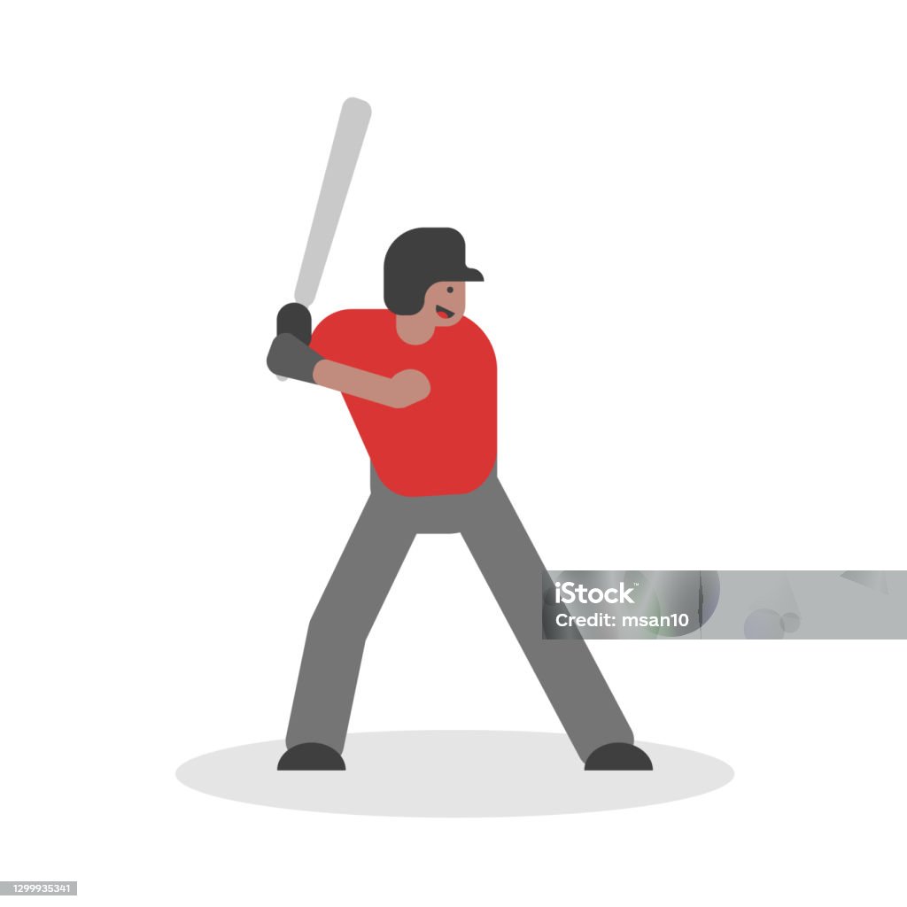Man Baseball Vector Baseball Player Flat Design Vector Illustration Stock Illustration ...
