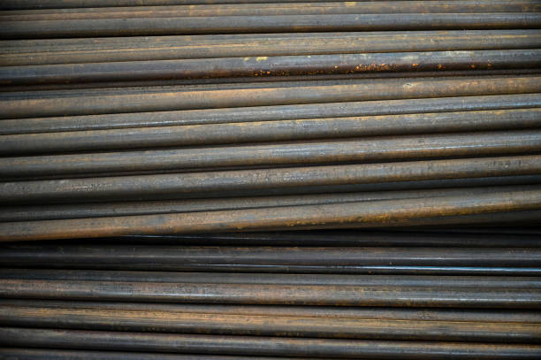 Steel rods in a factory in Raipur, India.