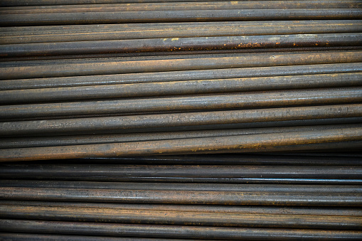 Steel rods in a factory in Raipur, India.