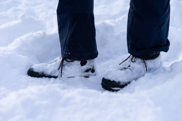 istock Winter shoes covered with snow 1299939039