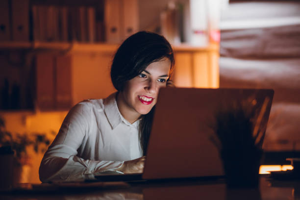 istock Businesswoman working in her office 1299940437