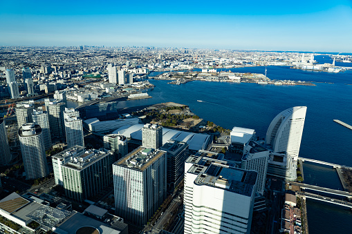 The city of Yokohama seen from the sky