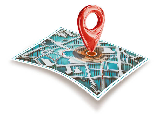 istock City Map with wayfinding icon pin showing the path 1299943670