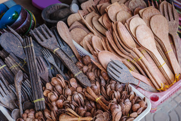 istock handmade wooden kitchen utensil tools market, Asia 1299945231