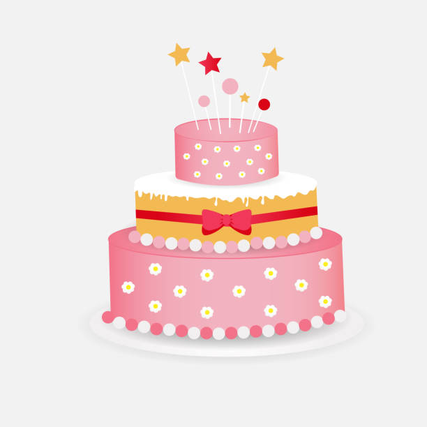 istock Colorful delicious dessert, birthday cake with bright decorations. birthday cake flat design. 1299946393