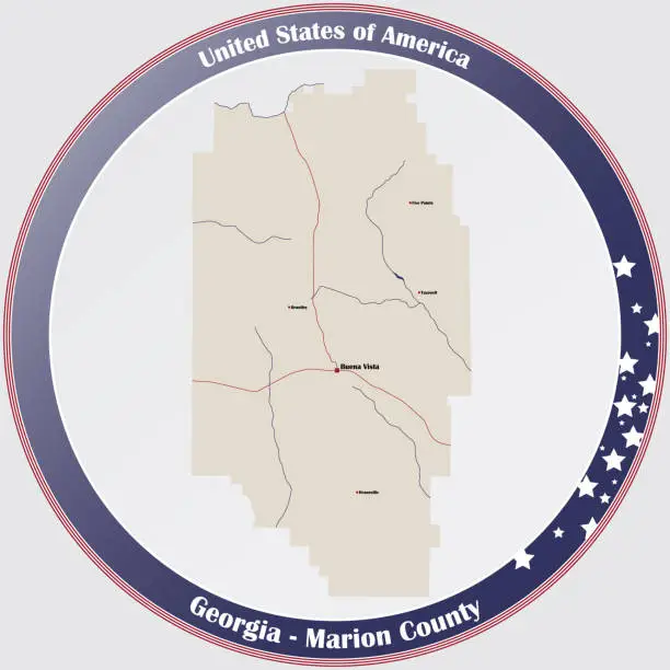 Vector illustration of Map of Marion County in Georgia