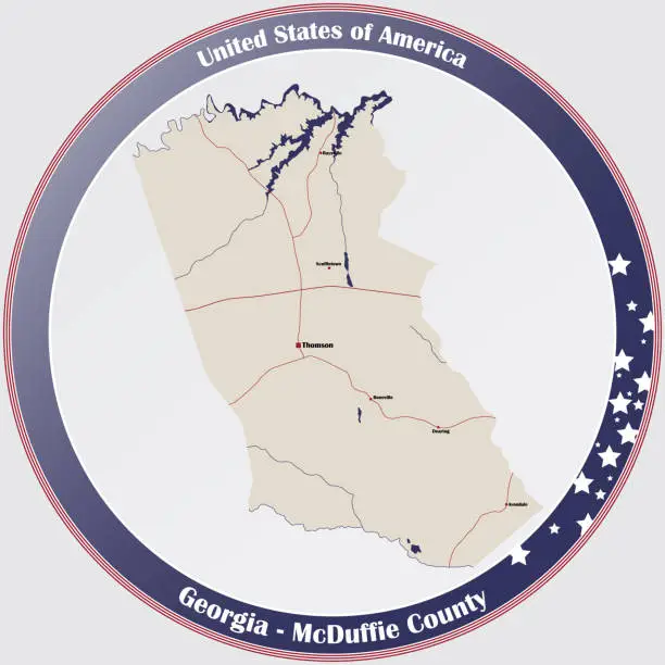 Vector illustration of Map of McDuffie County in Georgia