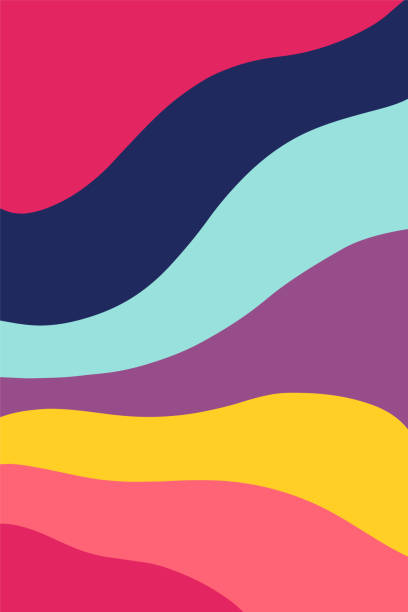 밝은 색상의 추상적 인 파도가있는 수직 배경. 현대 미술 스타일의 벡터 일러스트레이션 - 색상 묘사 stock illustrations