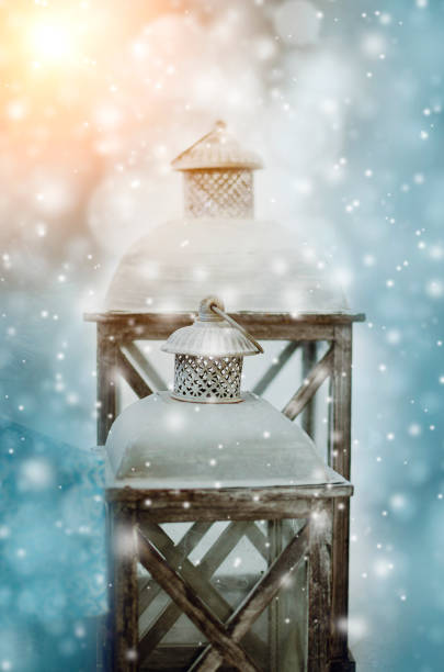Beautiful vintage lantern. Christmas decorations.