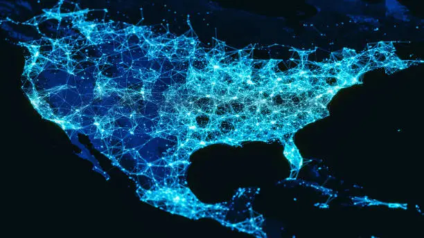 North America network connections.
World Map credits to NASA: https://visibleearth.nasa.gov/view.php?id=55167