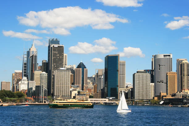 circular quay fährterminal und the rocks am sydney harbour - sydney australia the rocks australia architectural styles stock-fotos und bilder