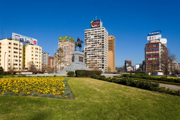 Santiago de Chile, Metropolitan Region, Chile - June 15, 2008: Plaza Italia square at downtown in Santiago de Chile