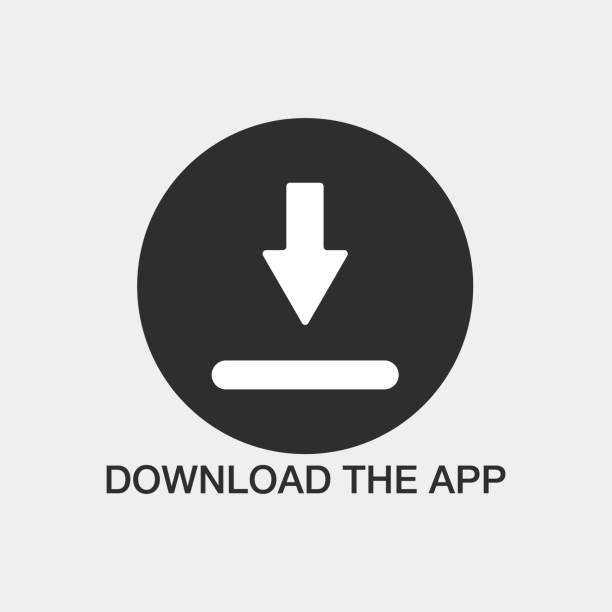 ilustrações de stock, clip art, desenhos animados e ícones de download button vector icon. download app symbol flat arrow - downgrade