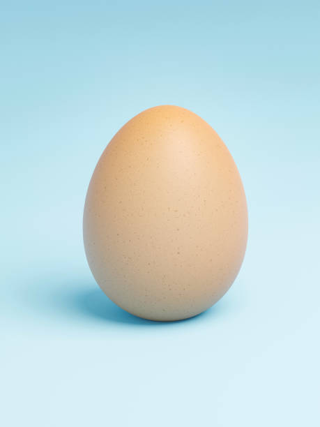 istock Background with single brown easter egg on a table. Holiday season concept backdrop. 3D Rendering 1299950699