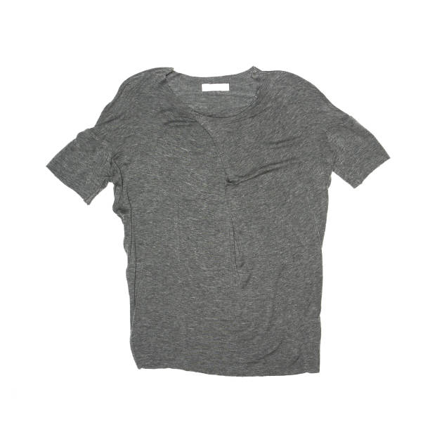 istock Wrinkled gray t-shirt isolated on white 1299951282