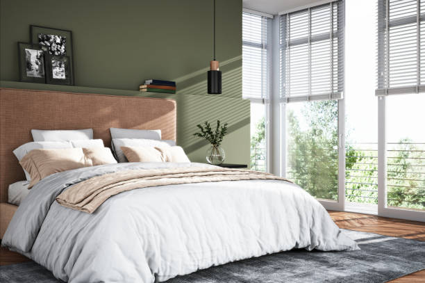 istock Modern bedroom interior - stock photo 1299952593