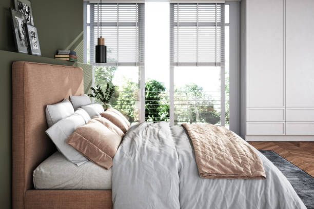 istock Modern bedroom interior - stock photo 1299952710