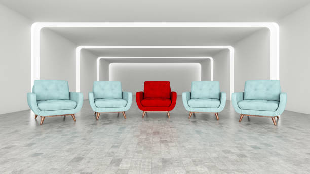 istock Different Colored Chair In Meeting Room 1299952927
