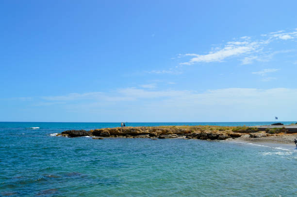 Turquoise and blue colored sea in front of Lefkada (Levkas) island, Ionian sea, Greece.