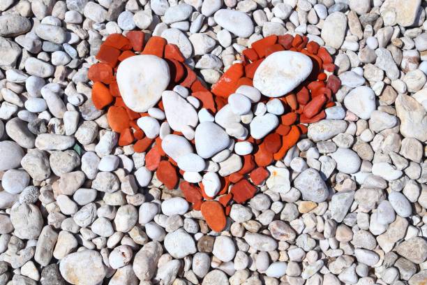 Love Heart stone marble isolated on white