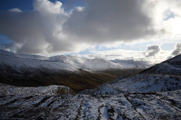 Dramatic sky over the cairngorms national park from the lecht ski centre