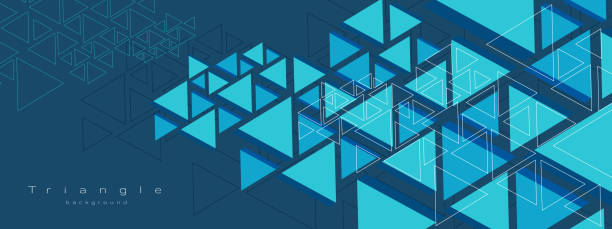 파란색 배경의 추상적인 현대 기하학적 삼각형 - triangle stock illustrations