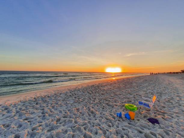 istock Relaxing sunset on the beach sand 1299960529