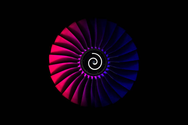 Jet engine fan blade Leap isolated in black background