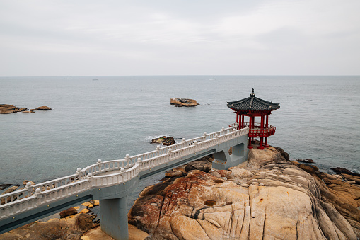 Yeonggeumjeong Korean traditional Pavilion and sea in Sokcho, Korea