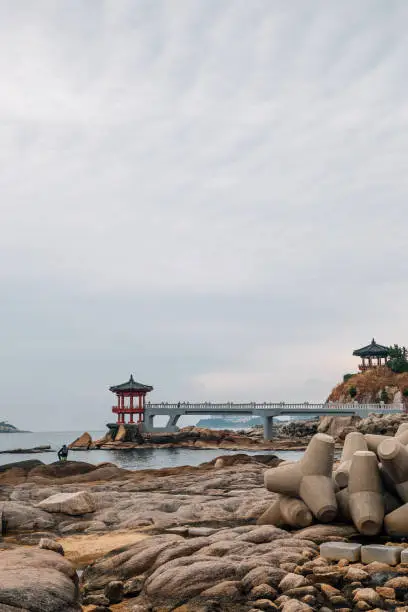 Yeonggeumjeong Korean traditional Pavilion and sea in Sokcho, Korea