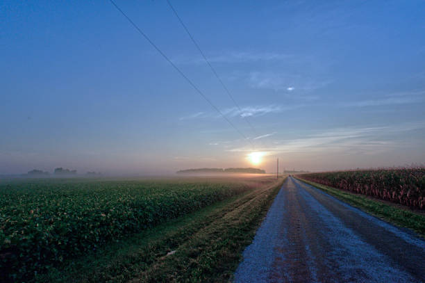 Country road at sunrise-Miami County Indiana