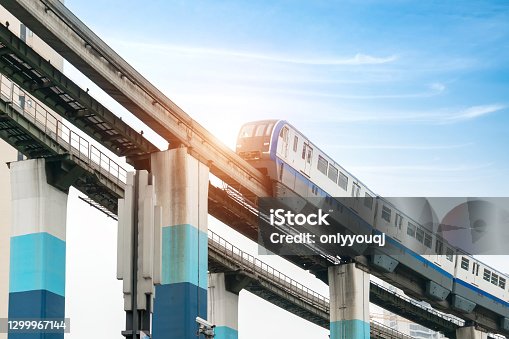 istock China Chongqing elevated light rail, modern city traffic perspective. 1299967144
