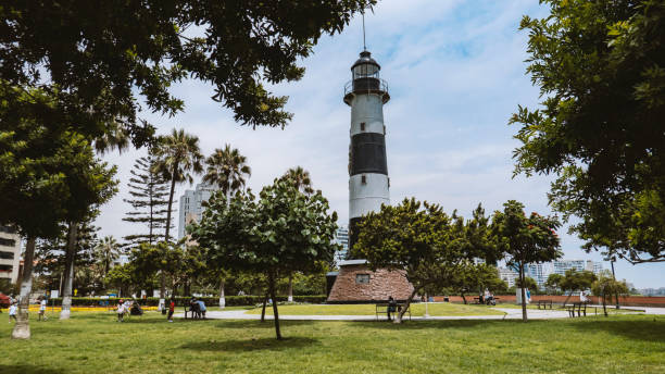 Panoramic view of Miraflores district lighthouse in Lima, Peru. Panoramic view of Miraflores district lighthouse in Lima, Peru during the summer lima peru photos stock pictures, royalty-free photos & images