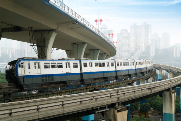 istock China Chongqing elevated light rail, modern city traffic perspective. 1299967481