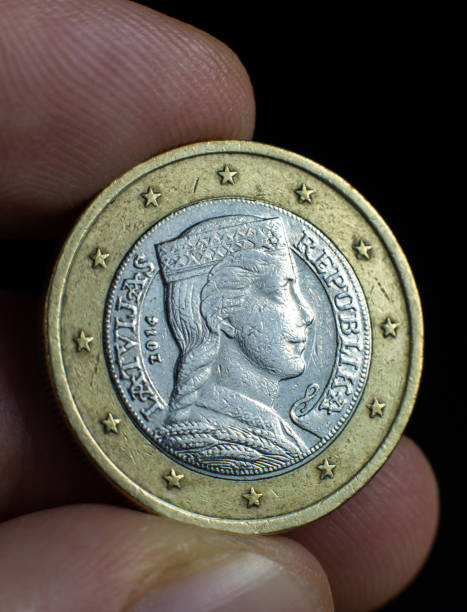 istock One euro close up photo. Macro coins. 1299967980