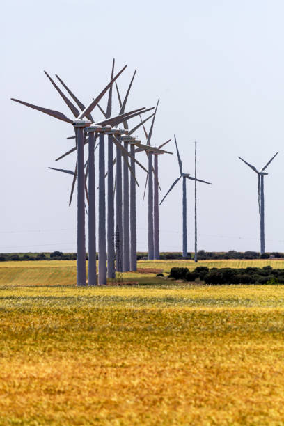 スペインの農地の風力タービン - windmill cultivated land crop day ストックフォトと画像