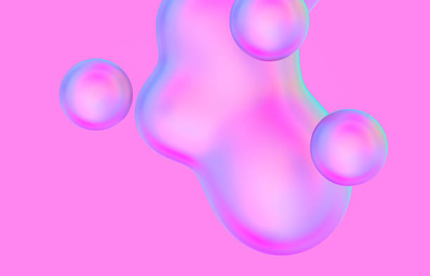 istock Abstract 3d art background. Holographic floating liquid blobs, soap bubbles, metaballs. 1299968565