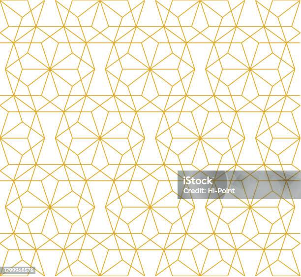 Modern Angular Seamless Pattern In Gold Lines And Decagonal Shapes ...
