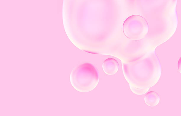 추상 3d 아트 배경. 홀로그램 부동 액체 방울, 비누 거품, 메타볼. - drop abstract blob water 뉴스 사진 이미지