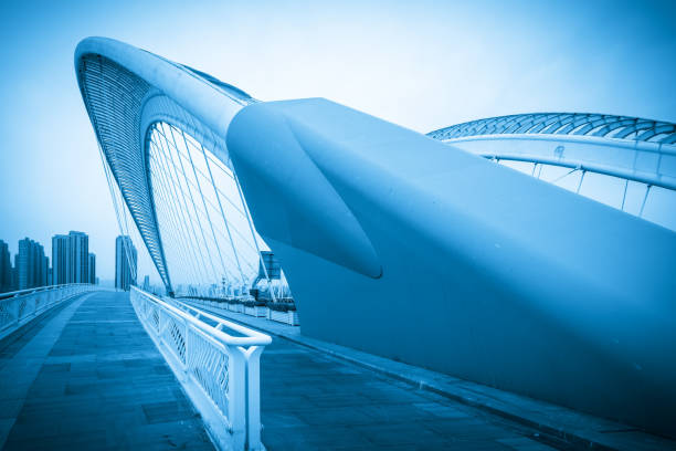 istock Close up of suspension bridge structure 1299968875