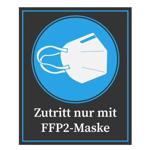 Vector illustration of sign with text ACCESS ONLY WITH FFP2 MASKE
