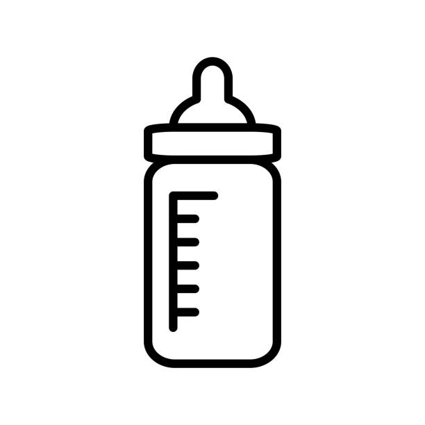 ilustraciones, imágenes clip art, dibujos animados e iconos de stock de feeding bottle icon design vector template illustration - biberón