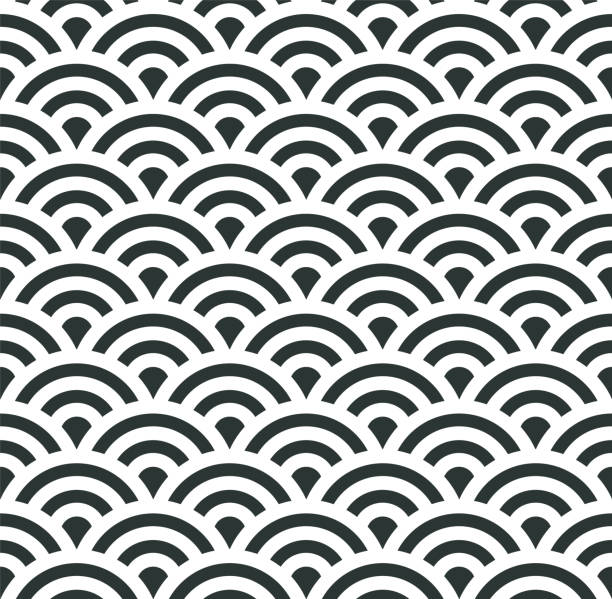 Asian seigaiha seamless pattern with sea waves Japanese seamless traditional pattern. Asian seigaiha seamless pattern with sea waves or ocean waves. Abstract decoration, applicable for background or wallpaper. Vector illustration seigaiha stock illustrations