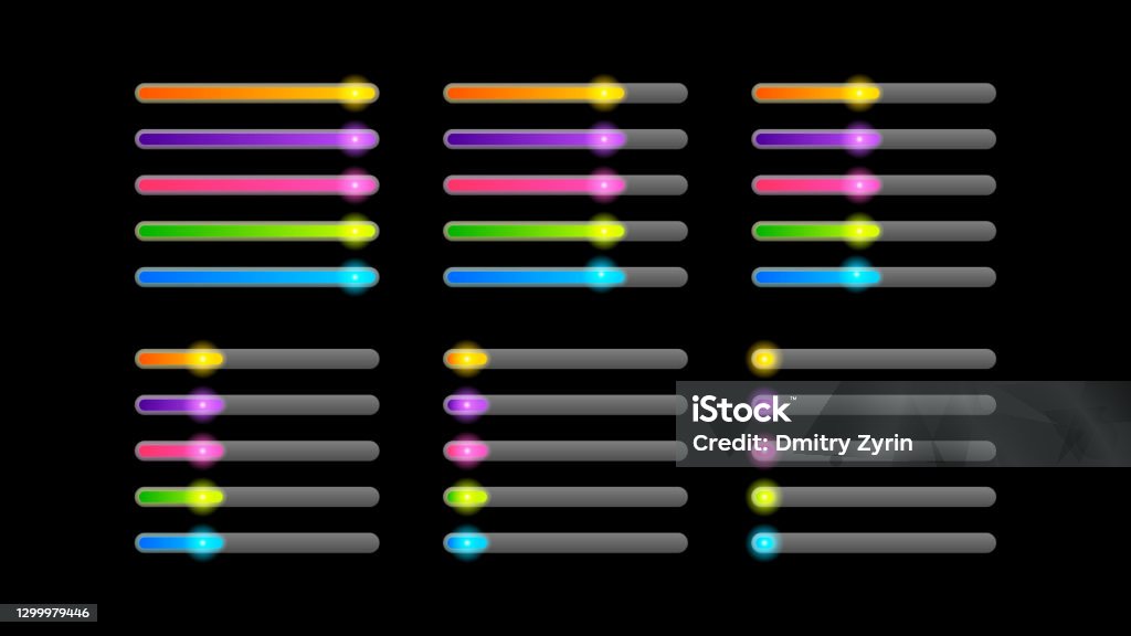 Load Color Set Color Collection Progress Loading Bar Lighting Glow Vector Design ...